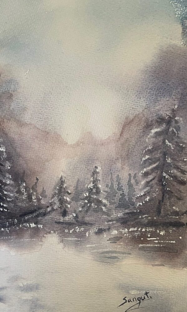 Boque de abetos nevado